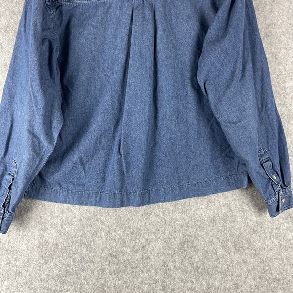 Vintage The Eagles Eye Embroidered Top Womens Medium Blue Denim Tribal Aztec 90s - Picture 11 of 15